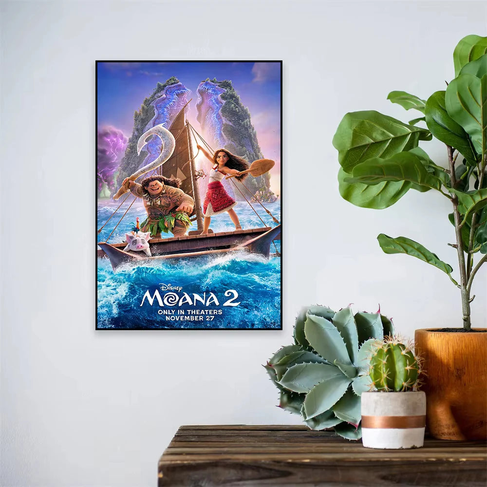 Moana 2 Poster Disney New Movie Posters Motivational Cartoon Prints Moana 2 Art Canvas Painting Kids Living Room Home Decor