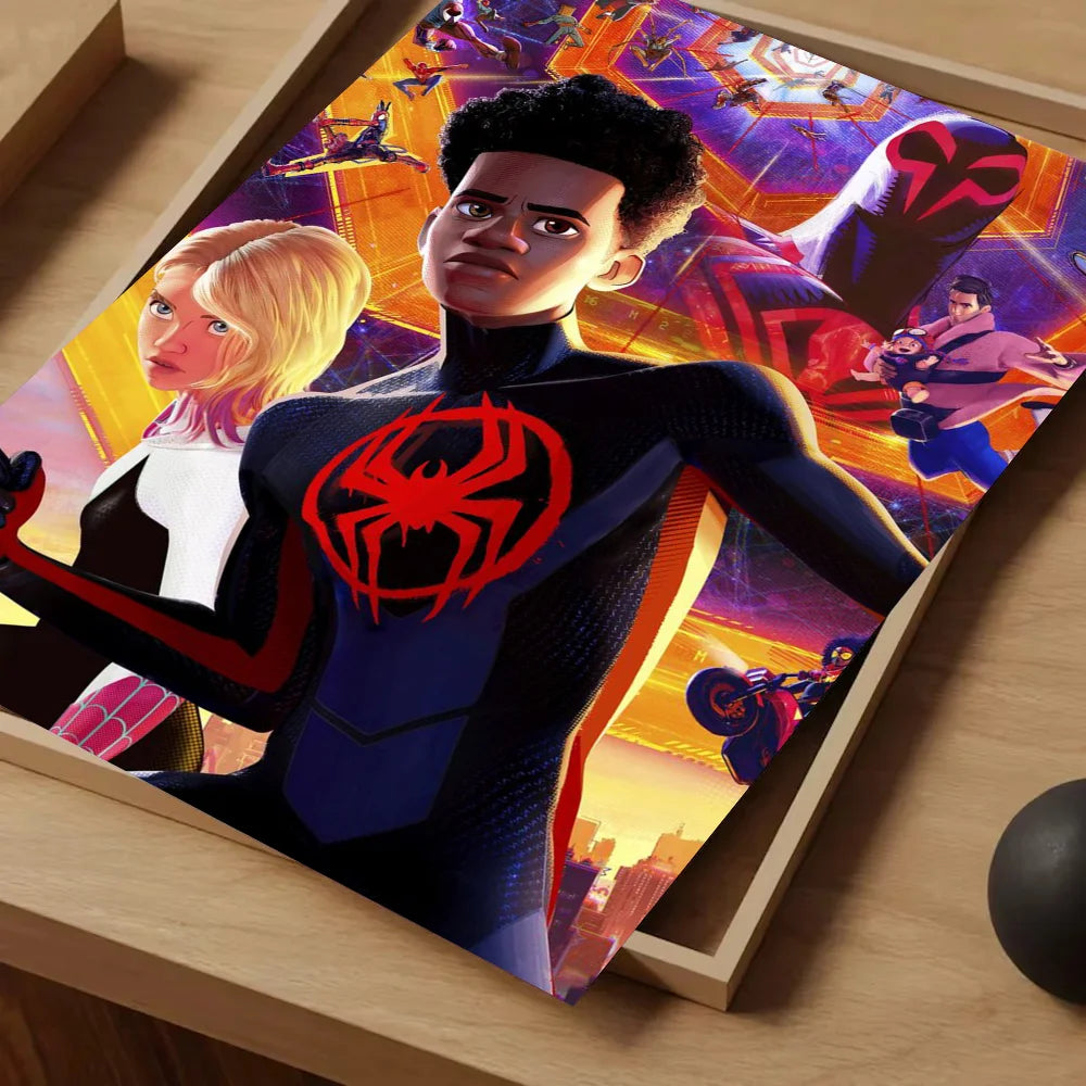 1pc D-Disney S-Spider Man Across The Spider Verse Poster Self-adhesive Art Waterproof Paper Sticker Wall Decor