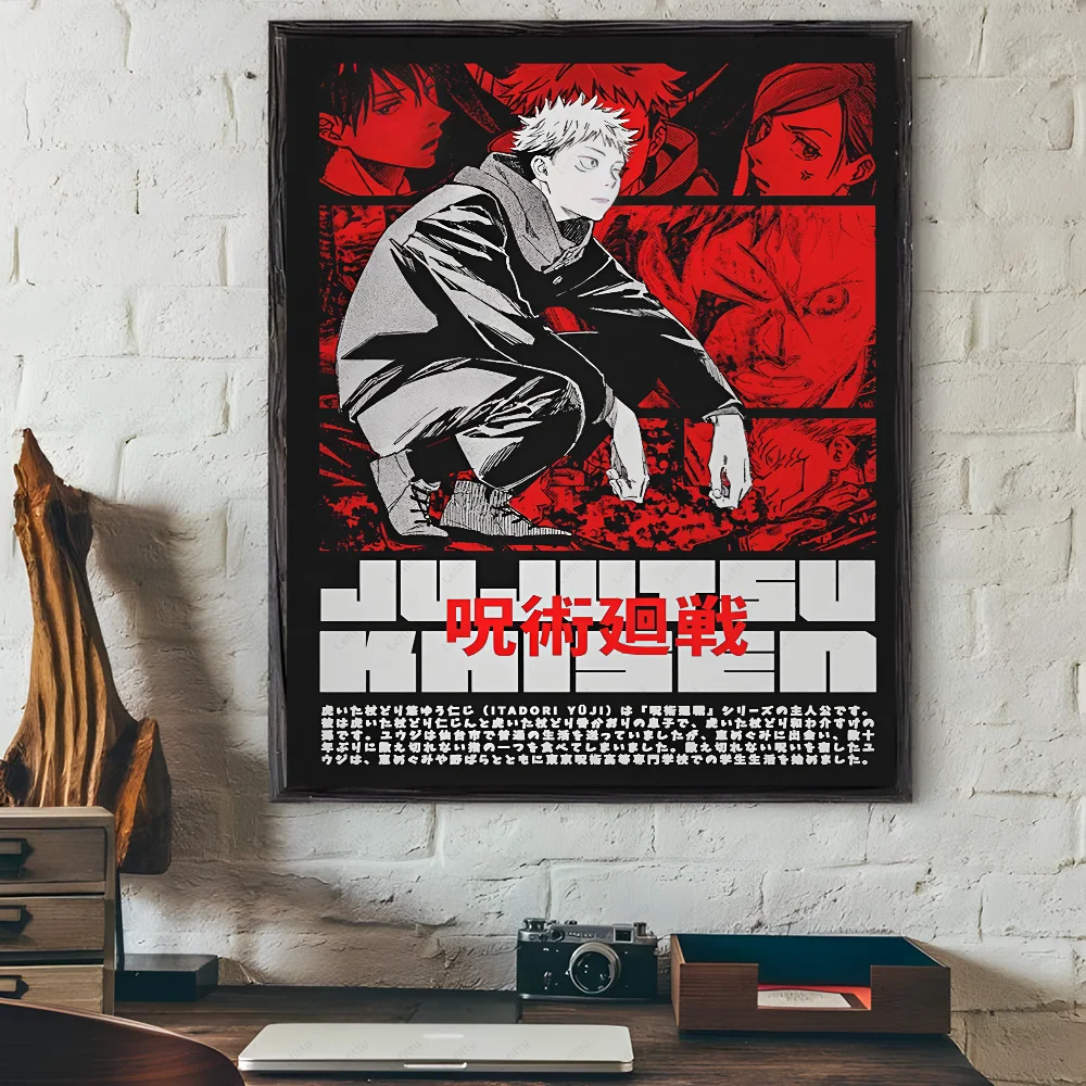 J-JujutsuES Japan Anime K-KaisenES Poster Sticky Wall Art Printing Waterproof Home Living Bed Room Bar Hallway Aesthetic Decor