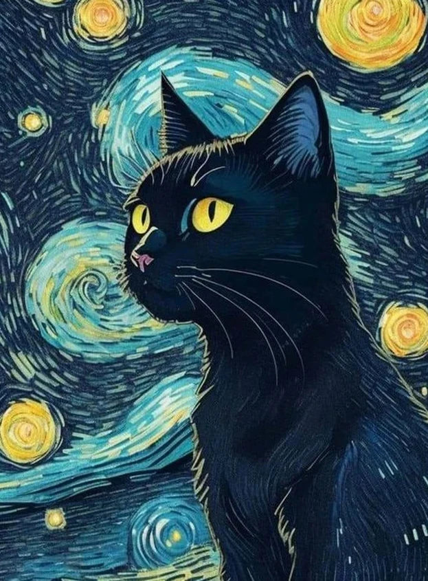DIY Full Diamond Painting Cat under the stars Mosaic Adult Dot diamond cross stitch set living room bedroom decorative painting