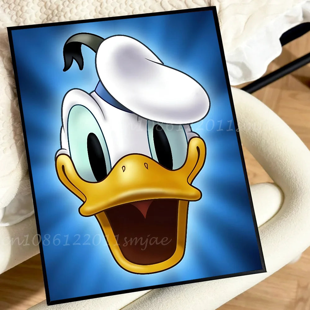 Cute Funny Cartoon Duck  Poster Self-adhesive Art Waterproof Paper Sticker Coffee House Bar Room Wall Decor