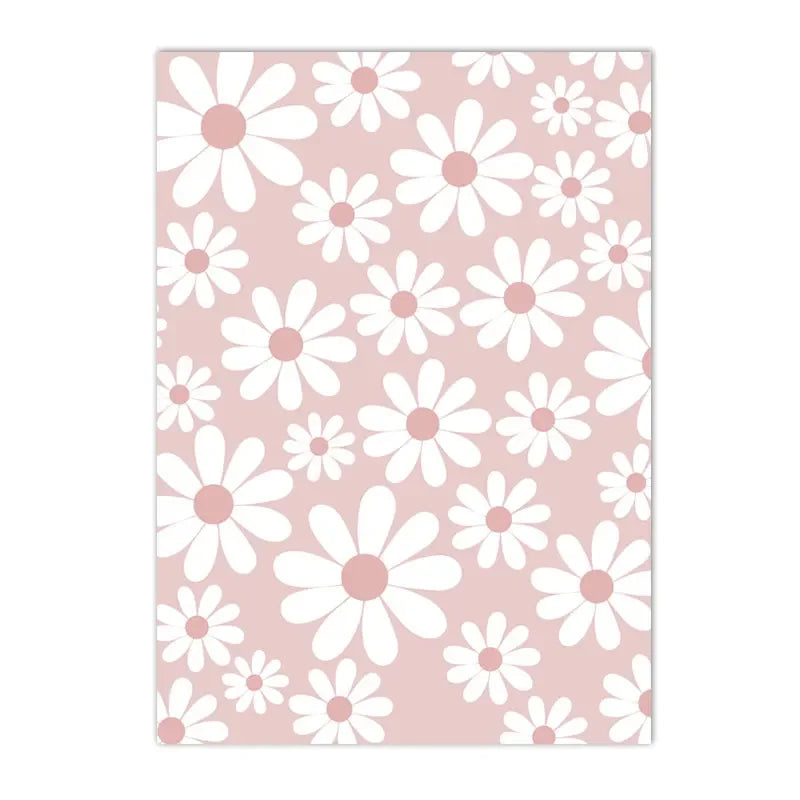 Pink Heart Nursery Poster Sun Daisy Butterfly Rainbow Wall Art Canvas Painting Personalized Name Print Pictures Girl Room Decor