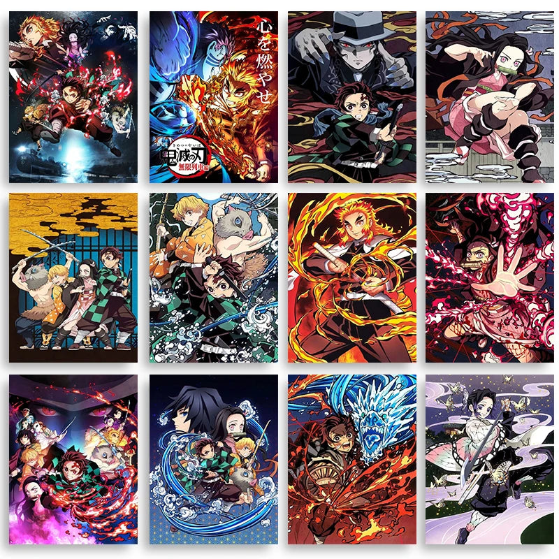 Anime Demon Slayer Classic Canvas Painting Anime Character Posters HD Wall Art Picture Modern Home Children's Room Decoration