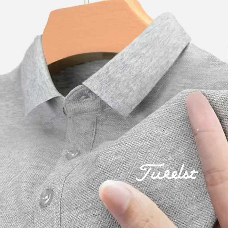 2025 New Men's Business Casual Polo T-shirt Comfortable Tops Style Large Size Pullover with Badge Pattern T-shirt