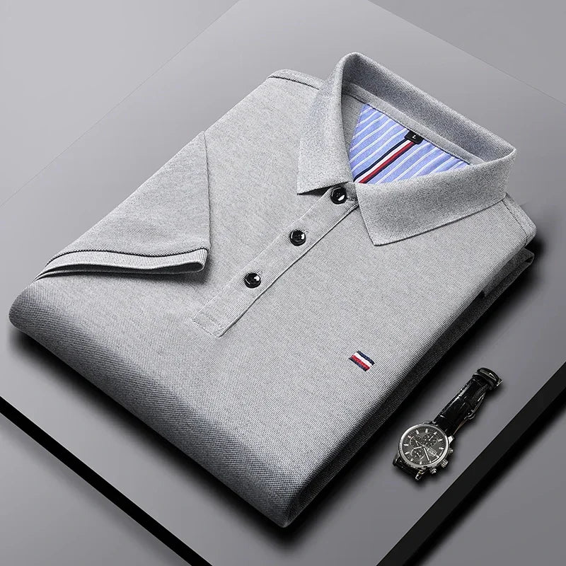 2025 New Cotton Summer Men's Casual Fashion Versatile Polo Shirt Breathable and comfortable embroidered top