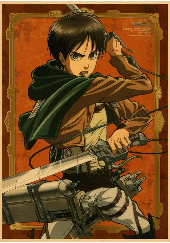 High Quality Vintage Japanese Anime Attack on Titan Retro Poster  Shingeki No Kyojin Kraft Paper Art Print Wall Sticker for Home