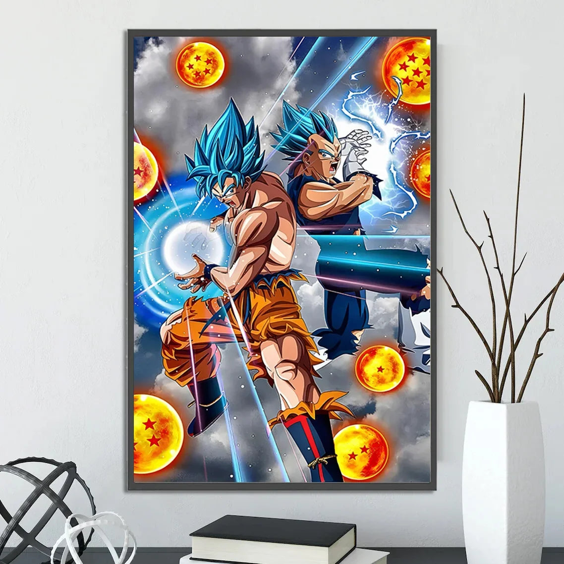 Dragon Ball Self-adhesive Poster Saiyan Goku Anime Wallpapr Figures Home Decoration Painting Pictures Wall Art Birthday Gift
