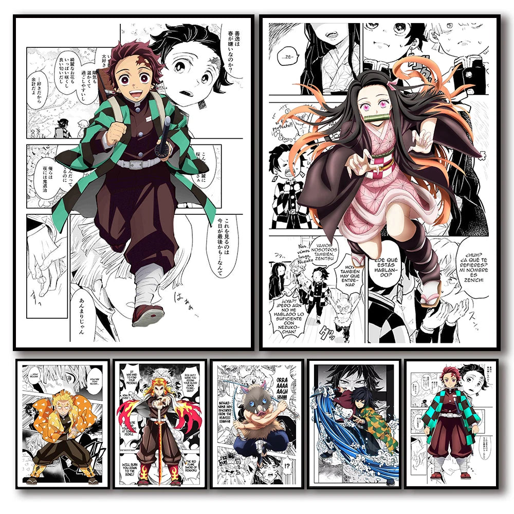 Japan Anime Figure Demon Slayer Picture Art Home Decor Canvas Painting Poster For Living Kids Room Sofa Wall Decoration Posters