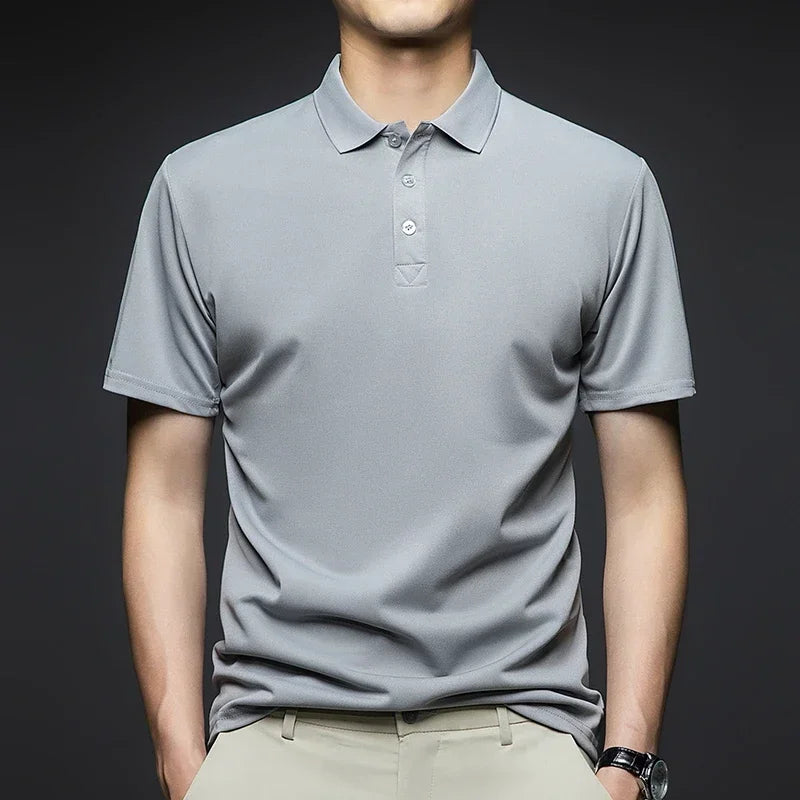 New Men's Fashion Solid Short Sleeved Polo Shirt Summer Breathable Comfortable Top