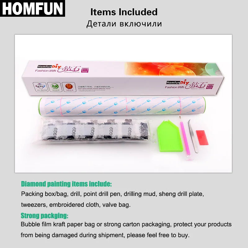 HOMFUN Full Square/Round Drill 5D DIY Diamond Painting 