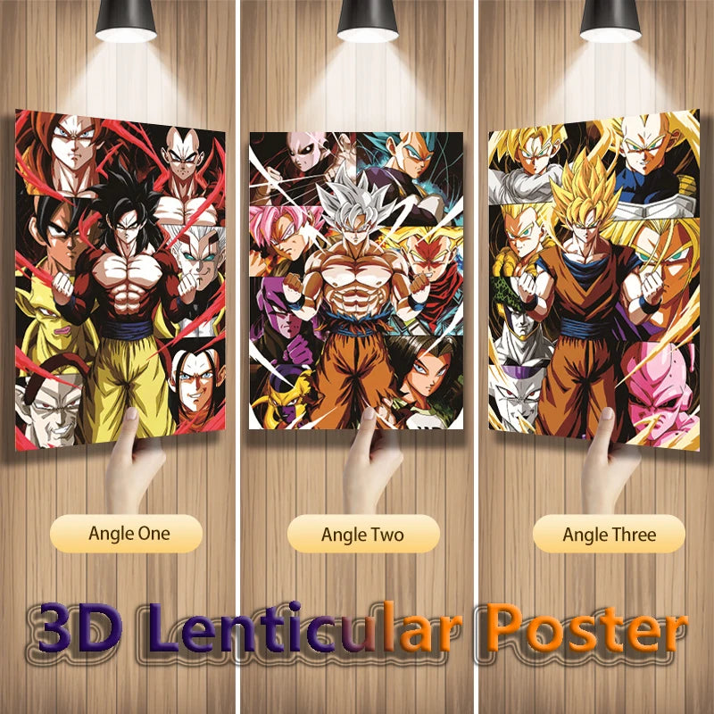 Dragon Ball Anime Lenticular Poster Goku Painting Wall  Art 3D Flip Gradient Poster Home Decor(Without Frame)