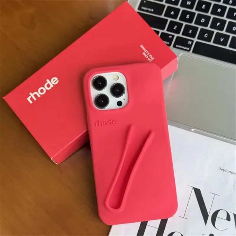 Lipstick Soft Silicone DIY Rhode Phone Case For iPhone 16 15 14 13 12 11 Pro Max Plus Portable Lip Gloss Holder Ins Hot Cover