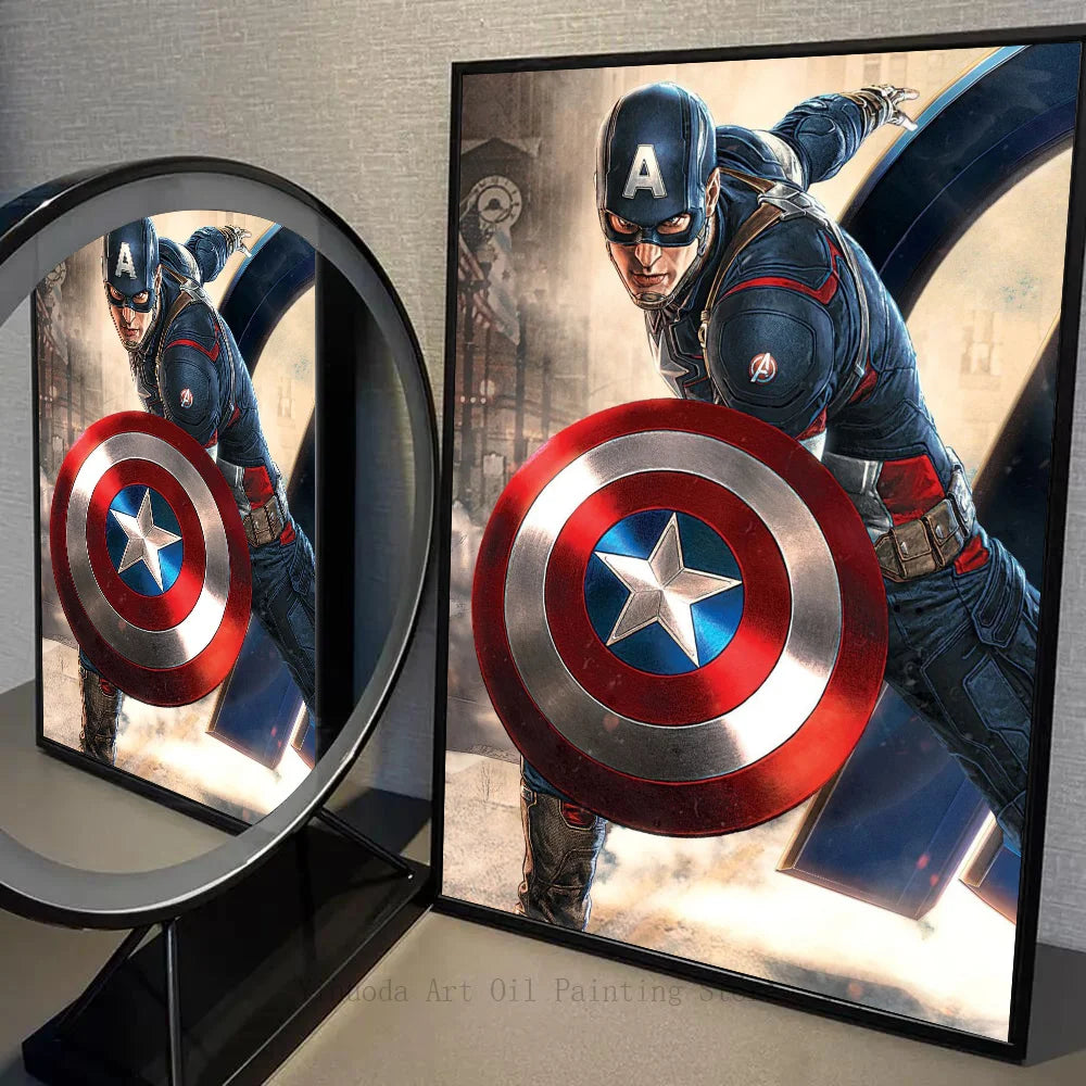 1PC C-Captain America Poster Self-adhesive Art Waterproof Paper Sticker Coffee House Bar Room Wall Decor