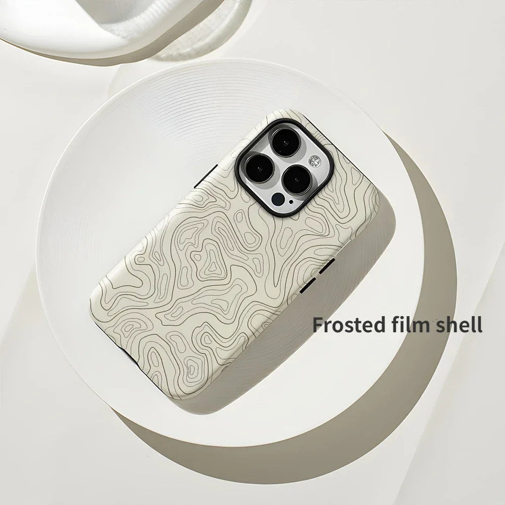 Wave Pattern Suitable for iPhone 16 Double-layer 2-in-1 Phone Case 15promax Frosted 14pro Anti Drop 13 12 Xs Xr Protective Cover