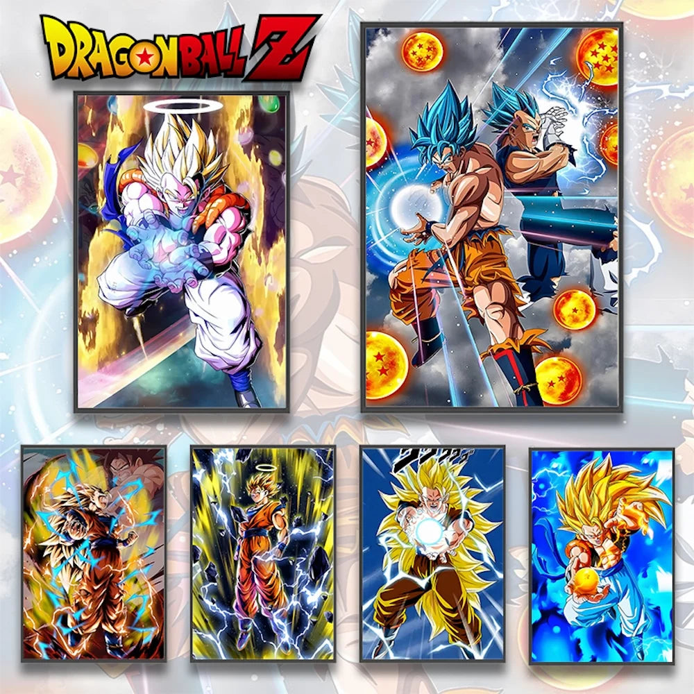 Dragon Ball Self-adhesive Poster Saiyan Goku Anime Wallpapr Figures Home Decoration Painting Pictures Wall Art Birthday Gift