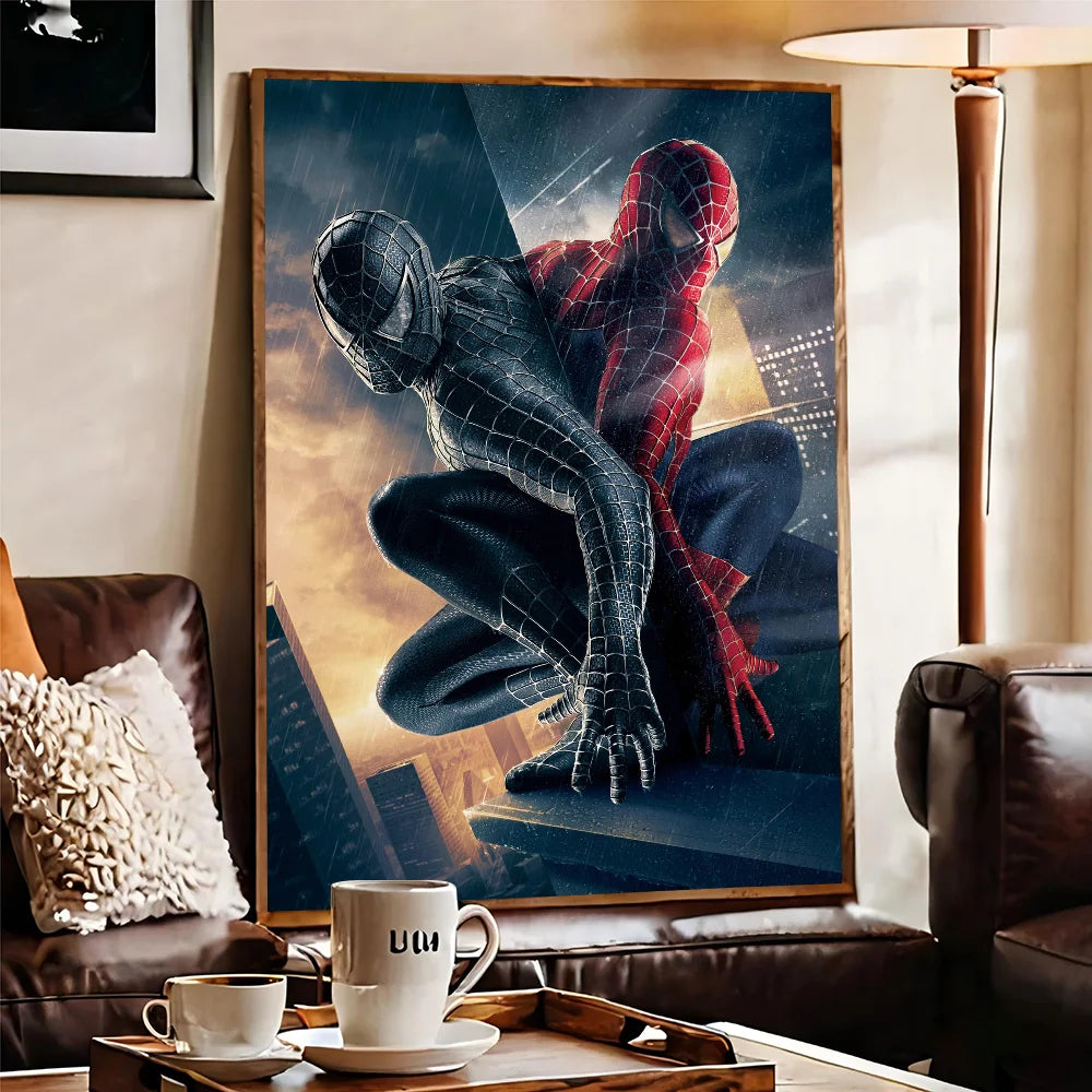 TOMY Spiderman Anime Posters Sticky HD Quality Wall Art Retro Posters For Home Room Wall Decor