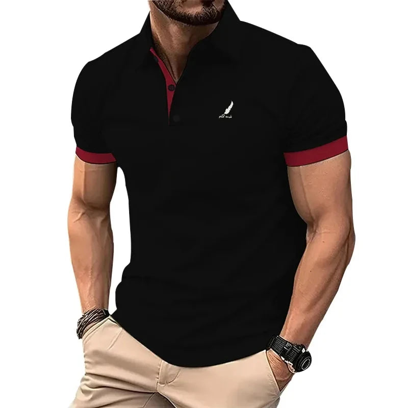 New Fashion Men's Polo Shirt Business Casual Turn-down Collar Buttoned Short Sleeve T Shirt Summer Street Quick Dry Men Clothing