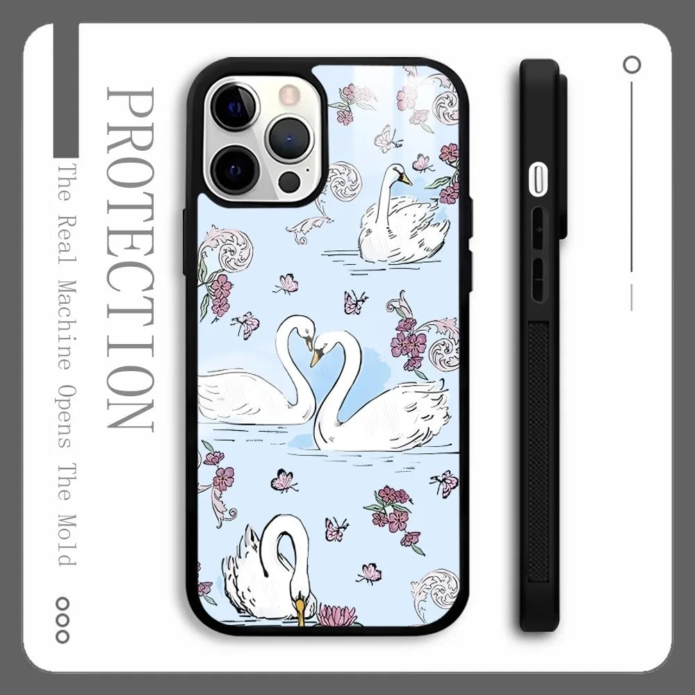 Wildflower Swan Rabbit Dog Phone Case For IPhone 16 15 14 13 12 11 Pro Xs Max Mini Plus Celulares Hard Funda