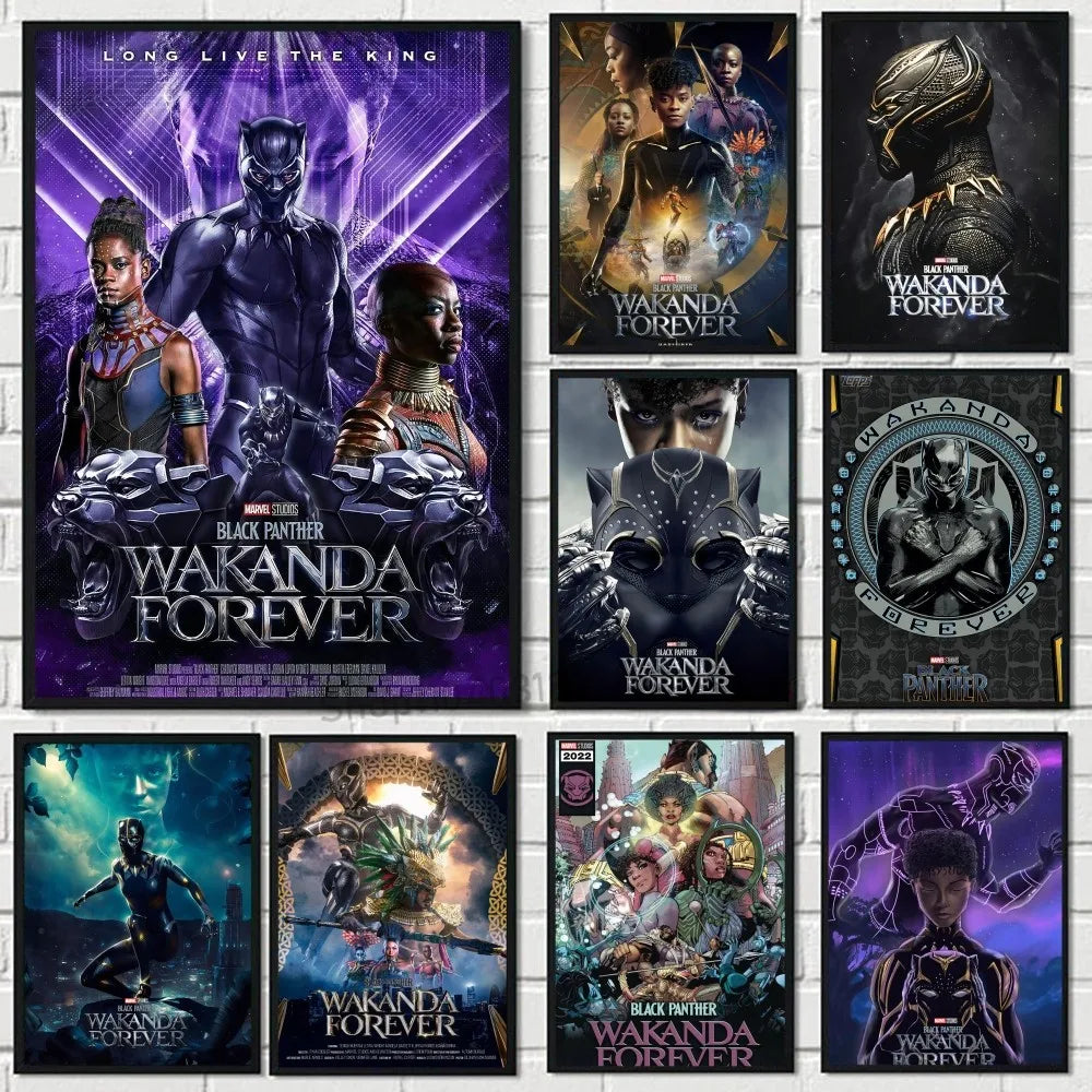 S-Superhero W-Wakanda Forever Poster Self-adhesive Art Waterproof Paper Sticker Coffee House Bar Room Wall Decor