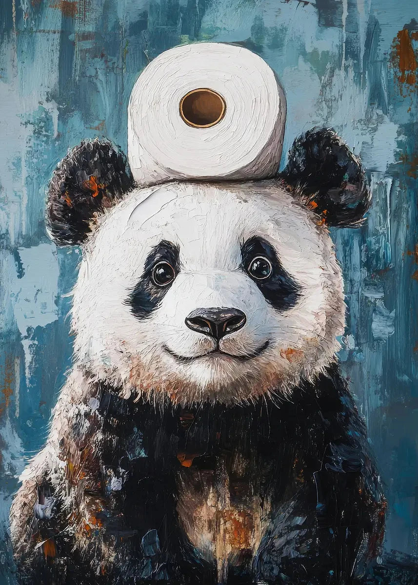 Giraffe Cat Raccoon With Toilet Paper Cute Animals Poster Print Canvas Painting Oil Bathroom Wall Art Funny Humor Home Decor