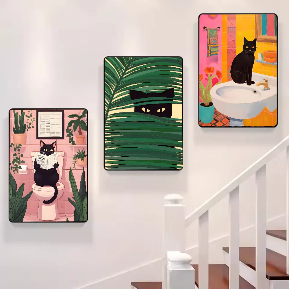 Art Green bedroom and cat Poster HD art sticky wall waterproof home living room bedroom bar aesthetic decoration