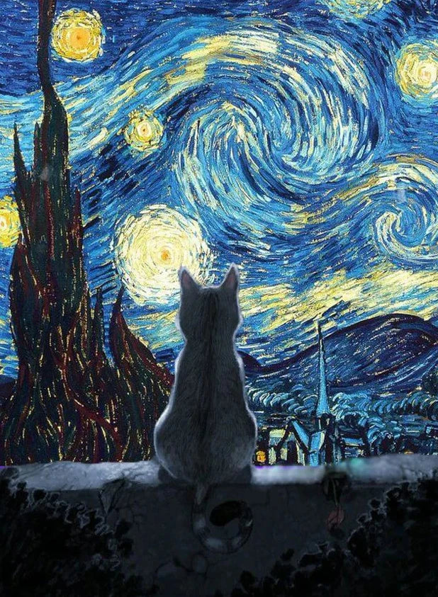 DIY Full Diamond Painting Cat under the stars Mosaic Adult Dot diamond cross stitch set living room bedroom decorative painting