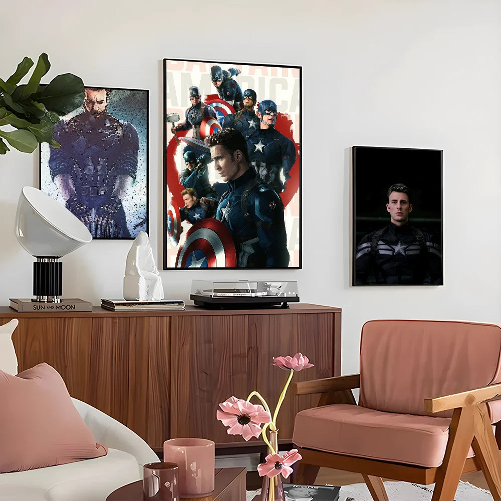 1PC C-Captain America Poster Self-adhesive Art Waterproof Paper Sticker Coffee House Bar Room Wall Decor