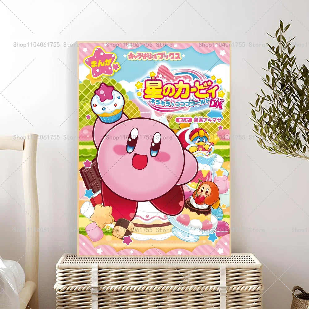1PC Cartoon Cute K-Kirby Poster Self-adhesive Art Waterproof Paper Sticker Coffee House Bar Room Wall Decor