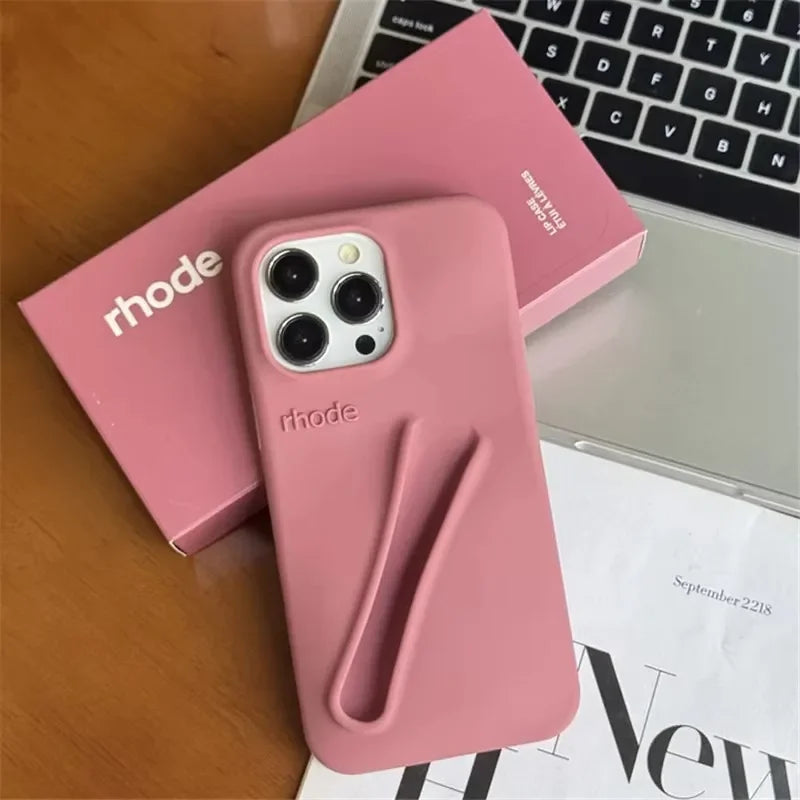 Lipstick Soft Silicone DIY Rhode Phone Case For iPhone 16 15 14 13 12 11 Pro Max Plus Portable Lip Gloss Holder Ins Hot Cover