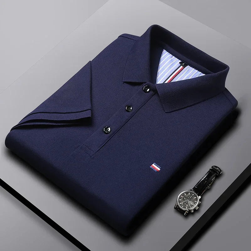 2025 New Cotton Summer Men's Casual Fashion Versatile Polo Shirt Breathable and comfortable embroidered top