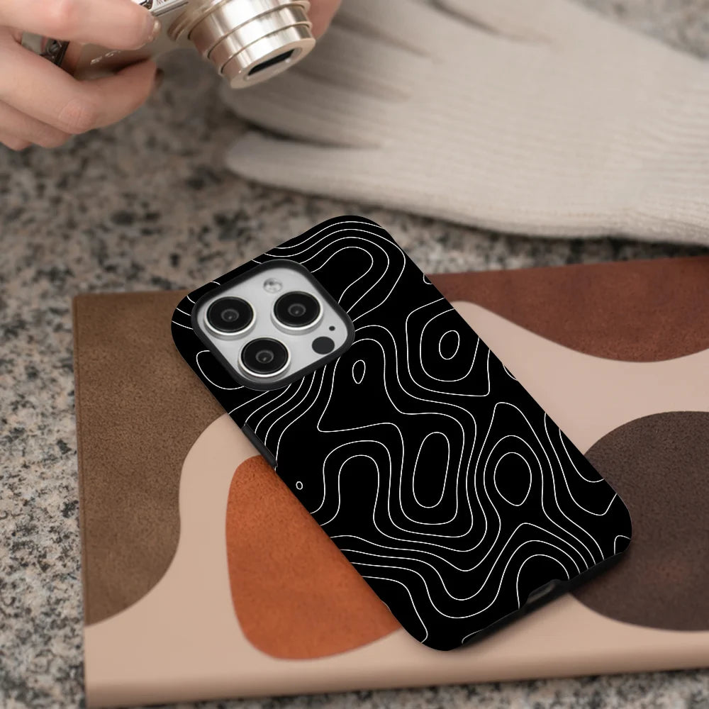 Black and white lines Phone Case Phone Case Film shell For iPhone 16 15 14 13 12 11 Pro Max Plus