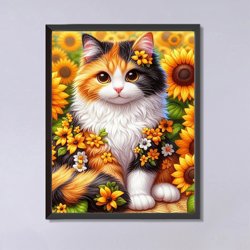 Evershine Diamond Mosaic Cat Animal New Arrival Full Square Round Painting Sunflower Embroidery DIY Handmade