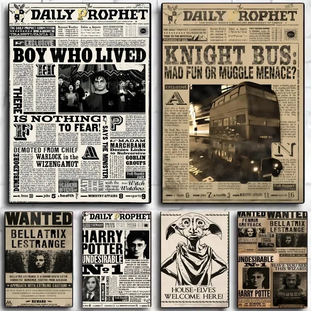 1pc Composite kraft paper H-harry P-potter Poster Self-adhesive Art Waterproof Paper Sticker Coffee House Bar Room Wall Decor