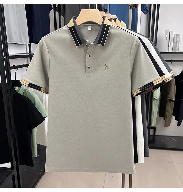 Luxury fashion men's short sleeve polo shirt high-quality brand summer breathable casual T-shirt cute cartoon dog embroidery top