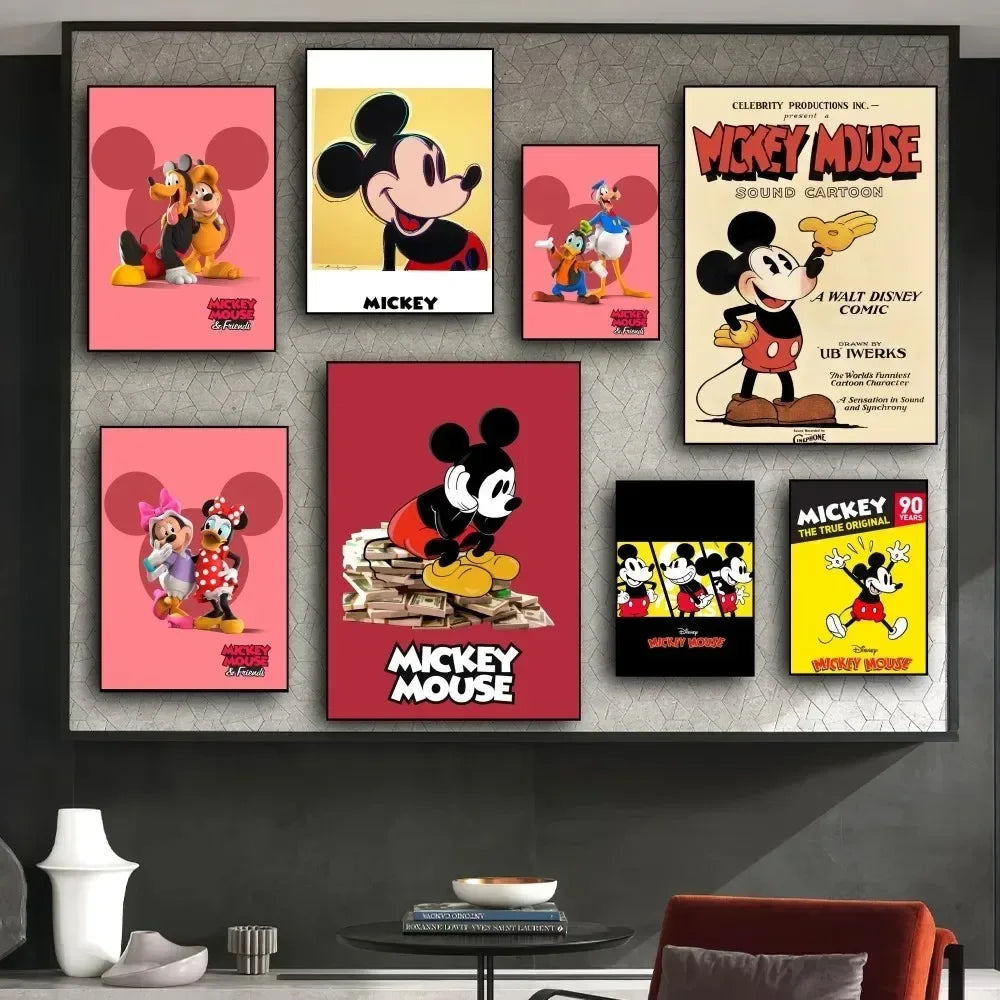 MINISO Canvas Painting Prints Wall Pictures Disney Mickey Mouse Anime Poster Living Room Decoration
