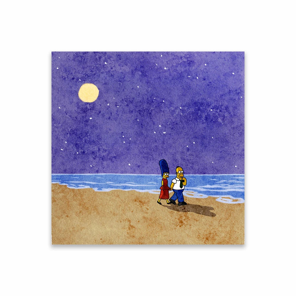 The Simpsons Poster Disney Watercolor Illustration Print Wall Art Prints Cartoon Family Love Canvas Painting Kids Bedroom Decor