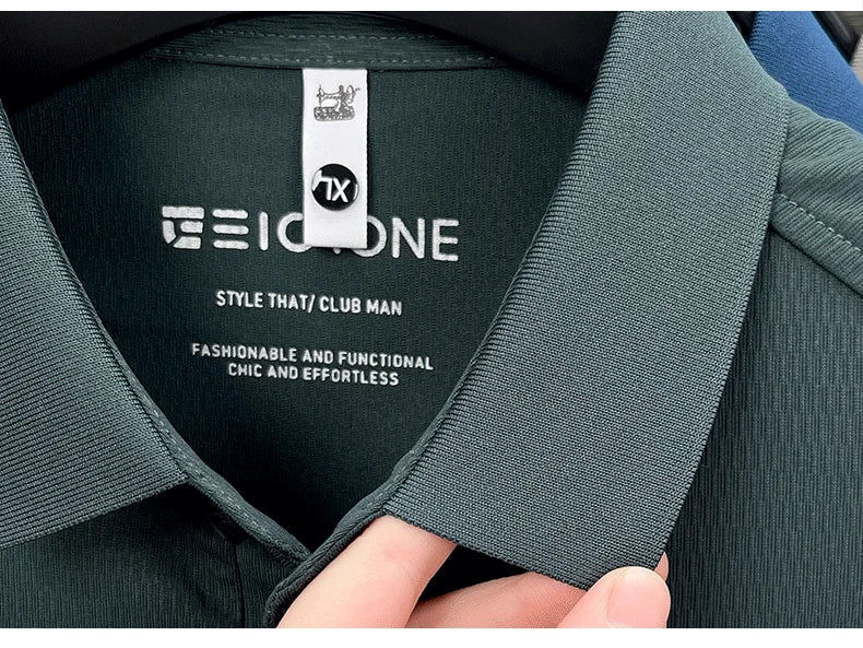 Luxury fashion men's short sleeve polo shirt summer new trend brand symbol embossed silky smooth loose breathable lapel T-shirt