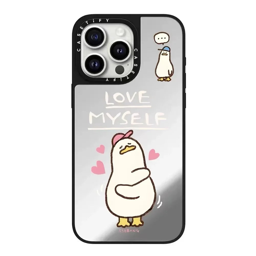 The decadent duck mirror case is suitable for high-end iPhone 16 phone cases