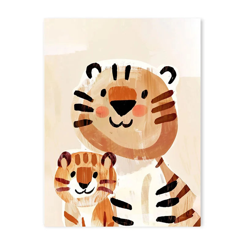 Cute Cartoon Colorful Animal Poster Children's Room Field Nursery Kindergarten Decoration Canvas Home Wall Art