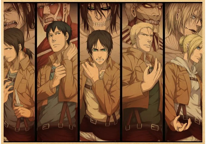 High Quality Vintage Japanese Anime Attack on Titan Retro Poster  Shingeki No Kyojin Kraft Paper Art Print Wall Sticker for Home