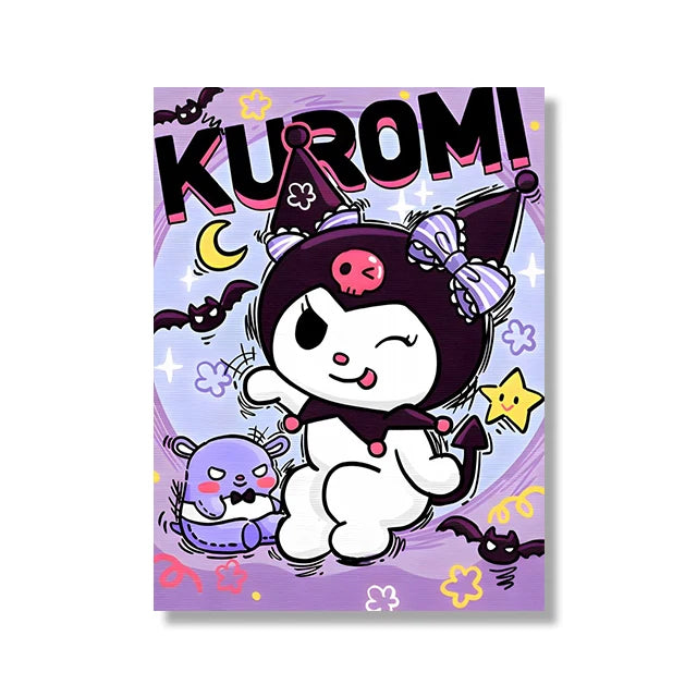 MINISO Cartoon Poster Sanrio Kuromi Hello Kitty Canvas Wall Art Print Mural Home Decoration Birthday Christmas Gift