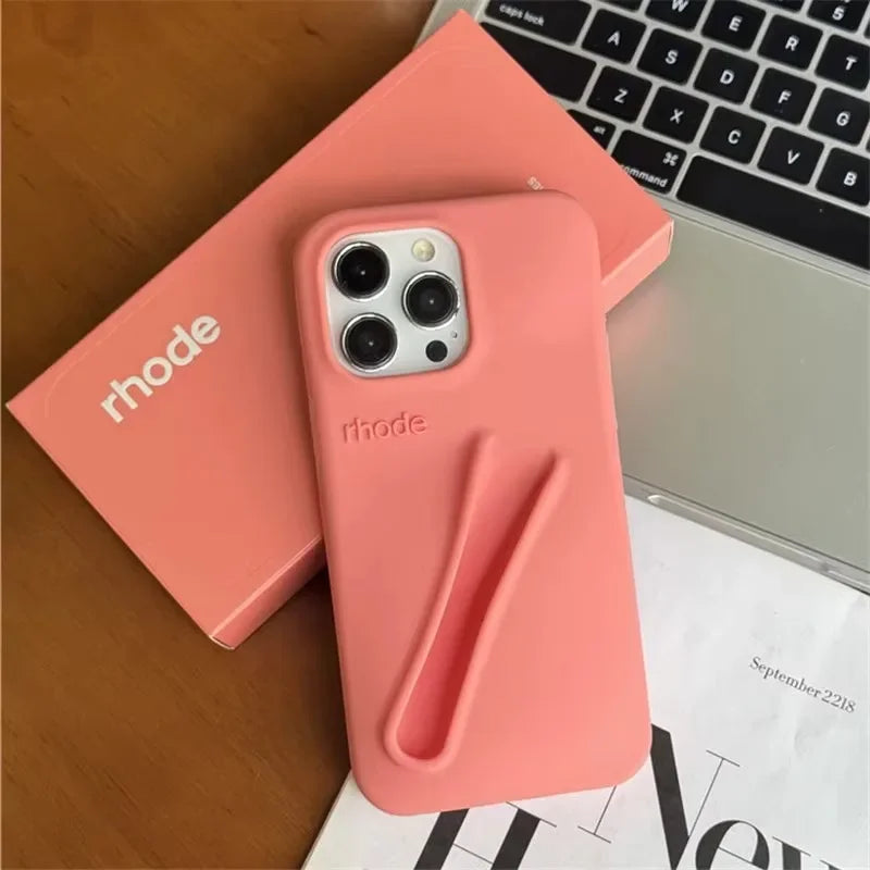 Lipstick Soft Silicone DIY Rhode Phone Case For iPhone 16 15 14 13 12 11 Pro Max Plus Portable Lip Gloss Holder Ins Hot Cover