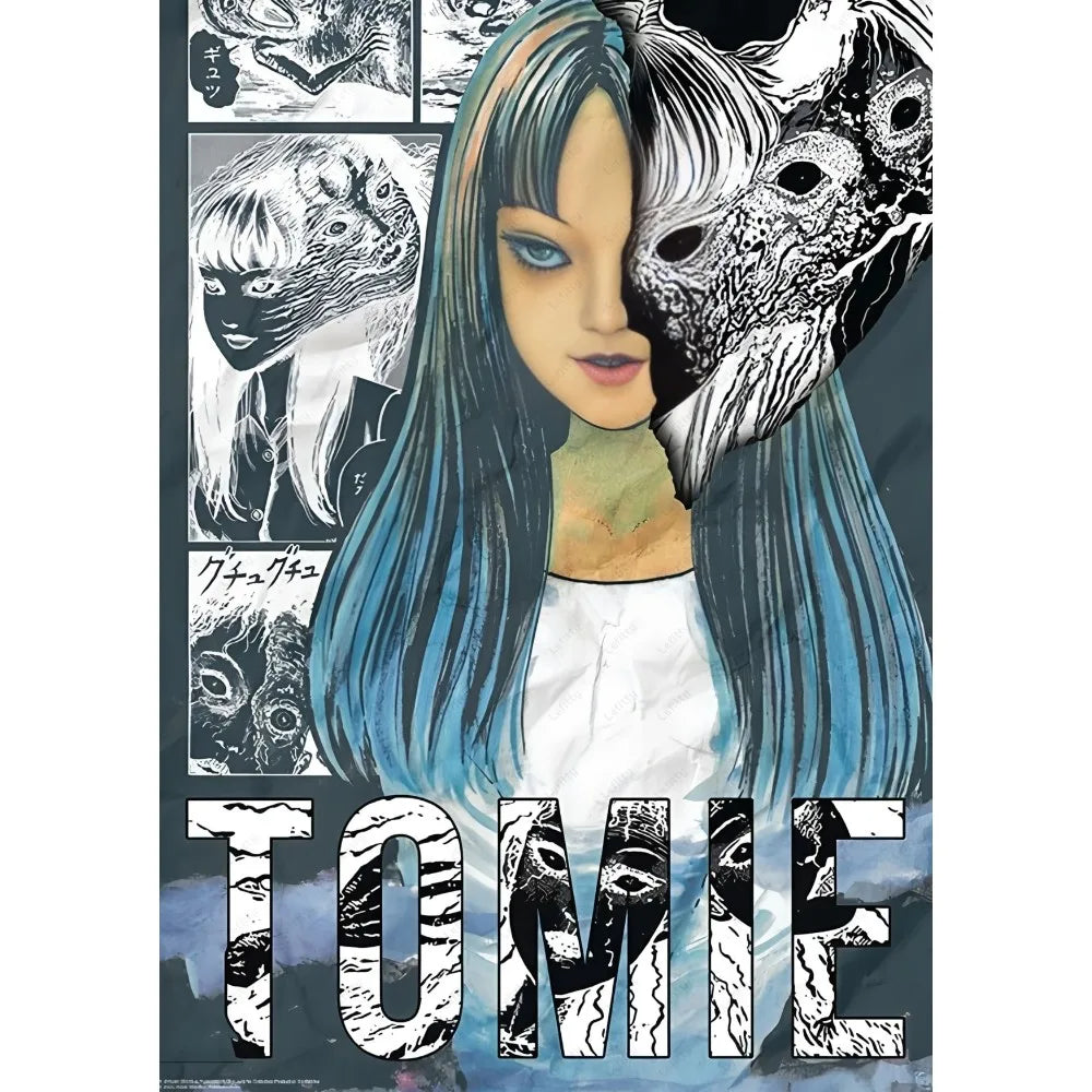J-Junji Ito T-Tomie Retro Cool Girl Poster Sticky Wall Art Printing Waterproof Home Living Bed Room Bar Aesthetic Decor