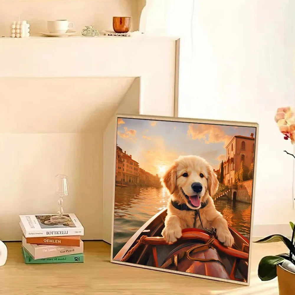 Huacan New Arrivals Diamond Painting Animal Full Square Round Diamond Mosaic Dog Art Gift Home Decor Craft Kit