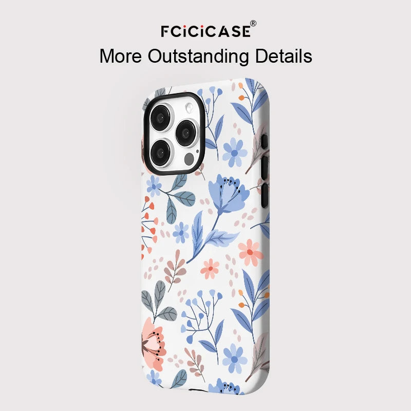 Luxury Shockproof Magnetic For Magsafe Phone Case for iphone 16 Pro Max 15 Pro 14 13 12 11 Wireless Charging PC Flower Cover