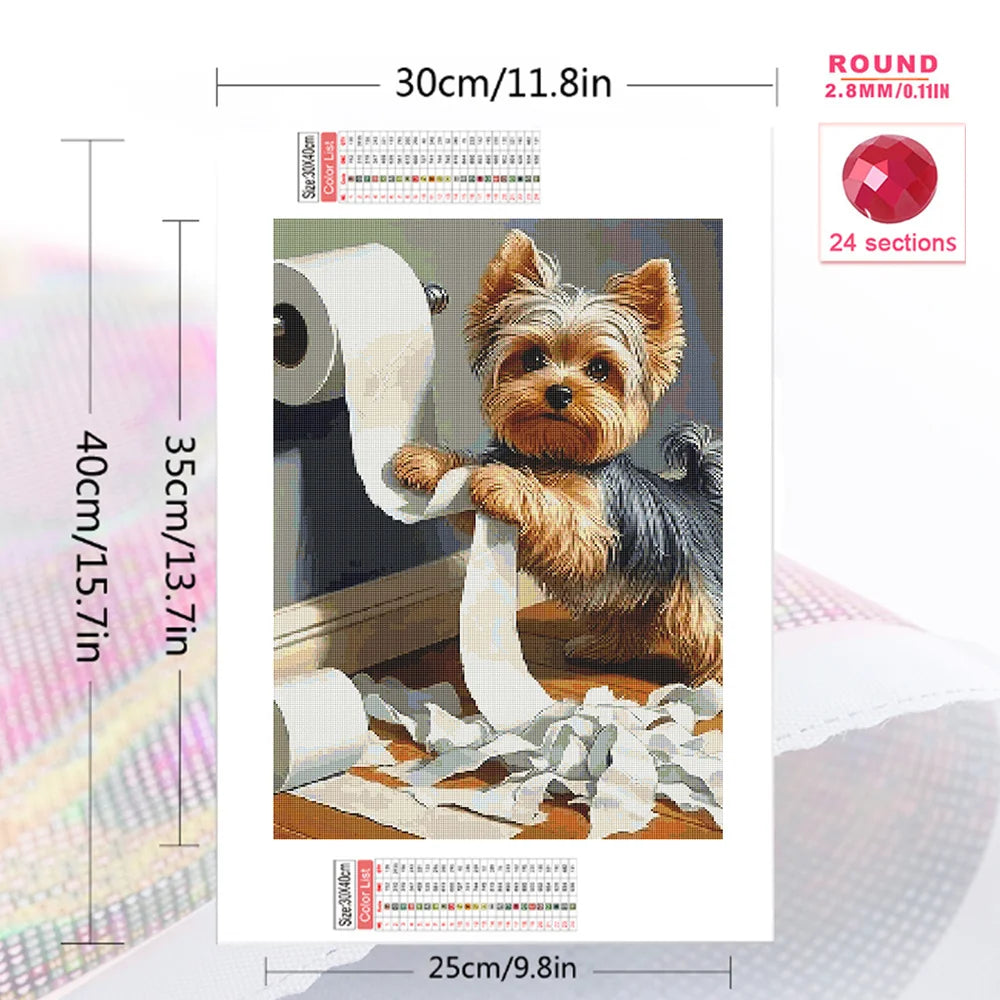 Diamond Art Painting Dog Animal 30X40cm Full Round Drill Picture Of Rhinestones Embroidery Wall Decor Cross Stitch