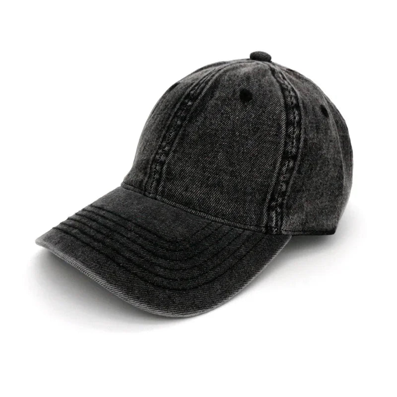 MAXSITIU Four Seasons Solid washed denim baseball caps for men vintage distressed hip-hop hats women spring summer peaked cap