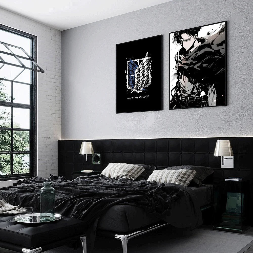 1PC Attack On Titan Poster Self-adhesive Art Waterproof Paper Sticker Coffee House Bar Room Wall Decor
