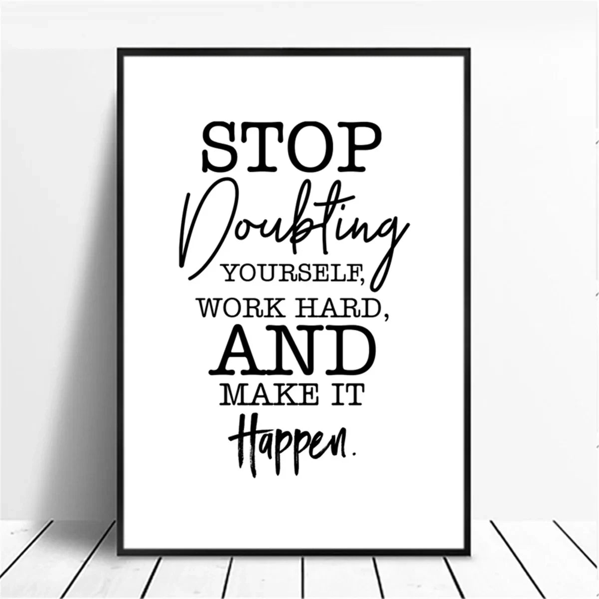 Canvas Painting Positive Energy Phrases Motivational Words Quote Poster Black and White Minimalist Wall Art Pictures Home Decor