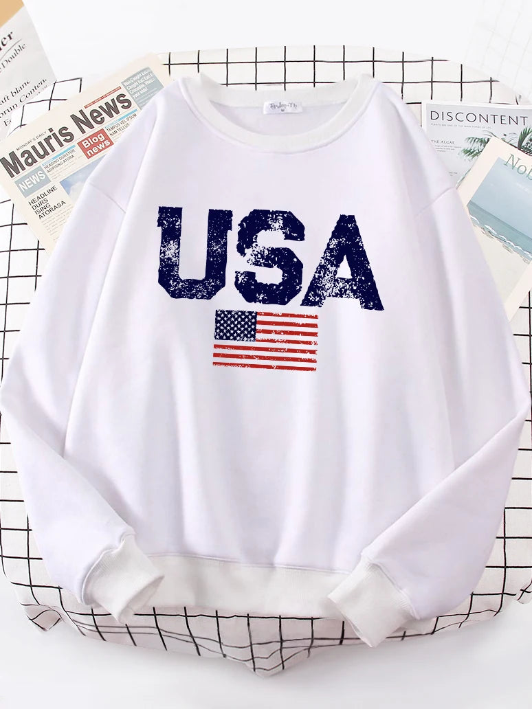 USA Letters American Flag Stars And Stripes Women Hoody Street Oversize Hoodies Personality Warm Hoodie hip hop Soft Clothes